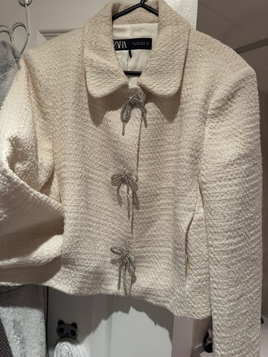 Zara ecru textured jacket - zara,