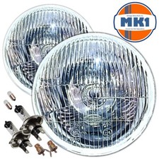 7" SEALED BEAM HEADLIGHTS HALOGEN H4 CONVERSION DOMED FOR LAND ROVER DEFENDER