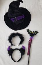 Witches Hat, 2 Headbands and Bat Wand