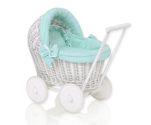White wicker pushchair for