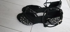 Brand New Ladies Black & Silver Glitter Ballroom Latin Dance Shoes Size 37 UK 4