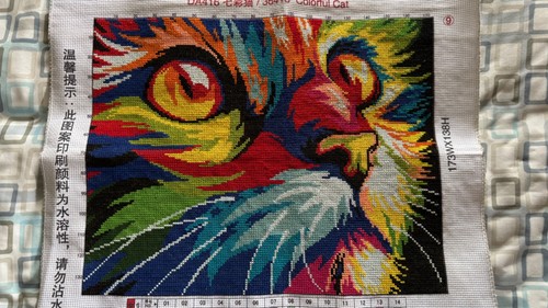 Cat cross stitch finished - cat,