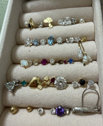 14k gold single stud - stud, earrings