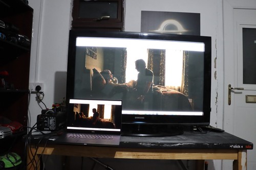 Samsung on swivel stand - on,