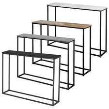 Wooden Free Standing Hallway Console Table Living Room Shelf Display Metal Legs