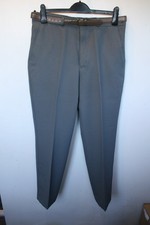Vtg Littlewoods grey polyester sta press trousers & belt W 34 L 31 mod revival