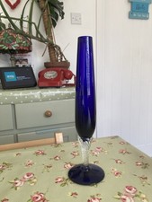VINTAGE TALL SLIM BUD VASE IN COLBALT BLUE