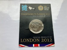 2010 LONDON 2012 FIVE 5 POUND COIN ON CARD BRILLIANT UNCIRCULATED BU