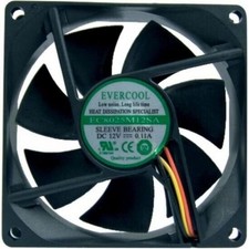 EVERCOOL DC 12V 0.6A SLEEVE BEARING FAN Cooler EC8025M12SA 3Pin  60 X 60 X 15mm