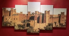 Moroccan ,Warzazat Set of 5 Wall Art Framed Split Canvas Picture