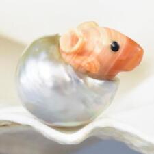 GIANT South Sea Baroque Pearl & Carved Apricot Shell Rat undrilled 7.17g