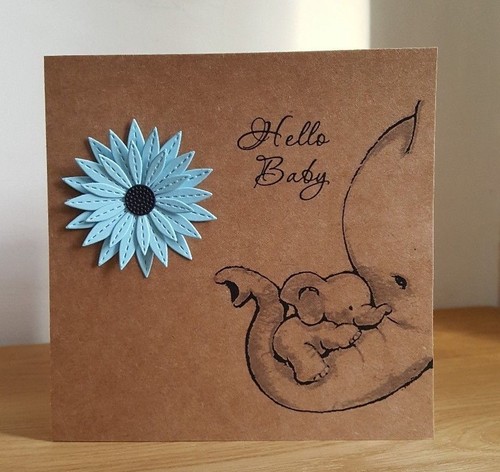 Handmade new baby boy card - handmade,