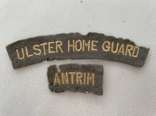 Scarce Ulster Home Guard County Antrim Cloth Shoulder Title Patch WWII Ireland