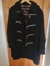 Lodenfrey Navy Vtg Heavy Wool Toggle Duffle Coat Plaid Lined West Germany Size L