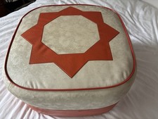 Vintage Mid-Century 1960’s Sherborne Orange & Cream Vinyl Pouffe Foot Stool Used