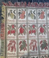 Hand Loom Fruit Print Cotton Sofa Couch Blanket Home Decor Bedding Throw Tassels