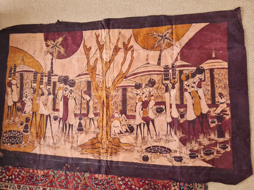 Old african batik - old, hanging