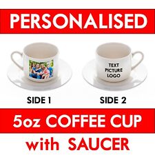 Personalised Photo Cup With Saucer 5oz Name Text Fathers Day Birthday Gift