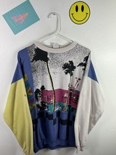 MENS VINTAGE 90s PATTERN COLOUR BLOCK SWEATSHIRT TOP SIZE MED RETRO CHEST 50”