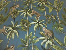 Fryetts MONKEY Cotton Fabric Jungle Tropical design Curtain Cushions Upholstery