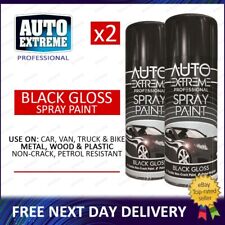 2x Auto Black Gloss Spray Paint Aerosol Can for Van Car Bike Plastic Metal 400ml