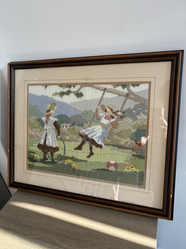 Vintage embroidered tapestry - vintage,