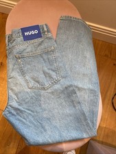 HUGO BOSS MENS JONAH STRAIGHT FIT BRIGHT BLUE WASH JEANS SZ 34/32 BNWT RRP £119