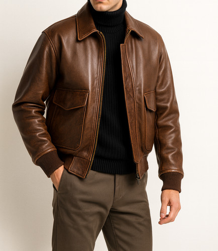 Men genuine leather - men’s, jacket
