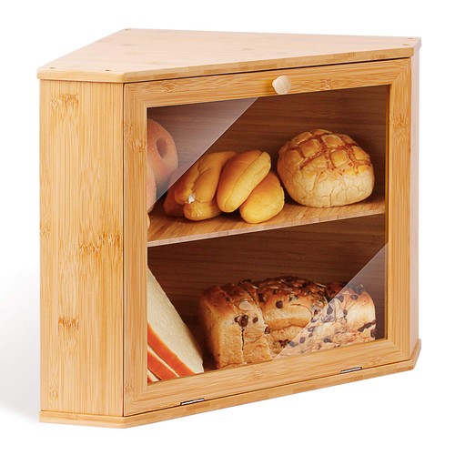 Corner bamboo bread bin double - corner,