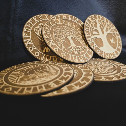 Wooden viking coasters - wooden,