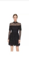 Temperley London Black Lace Dress Tiered Cotton Long Sleeved Short Dress Size 10
