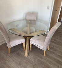 Round Glass and Oak 120cm