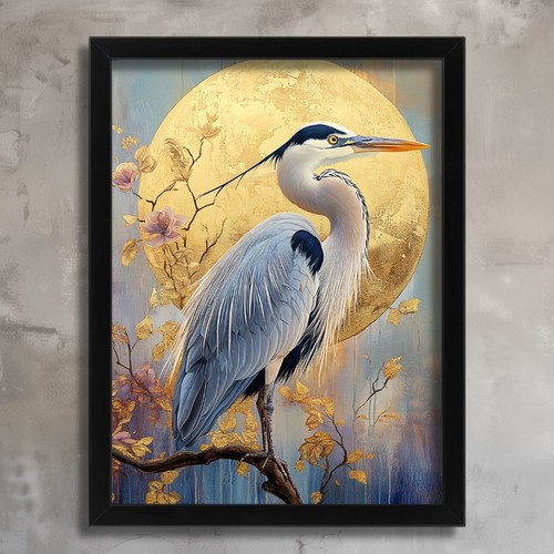 Blue heron art - heron, print