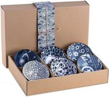 6 Piece 10 oz Blue & White