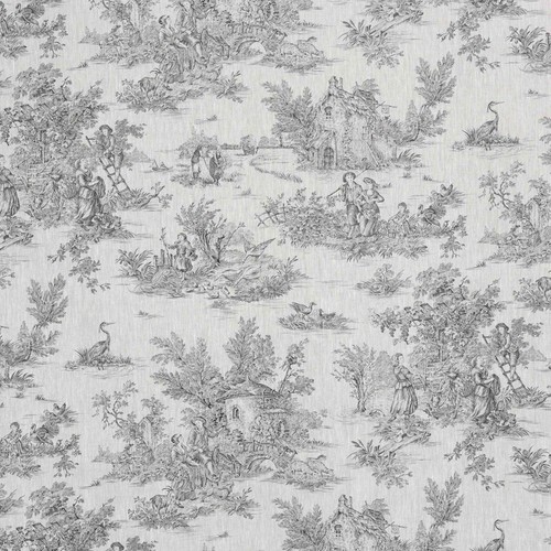 Toile jouy fabric charcoal - jouy,