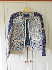 Marks & Spencer Lulu Kennedy Indigo Collection Ethnic White Navy Blue 12 Jacket