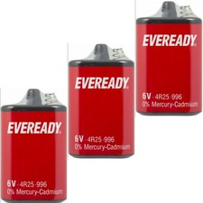 3 X EVEREADY 4R25 6V Batteries