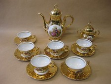 Bondware Coffee Set Gold / Fragonard ~ 6 Cups & Saucers, Coffee Pot & Sugar Bowl