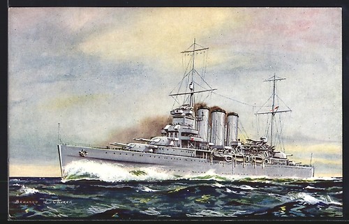 Artist postcard hms cumberland - postcard,