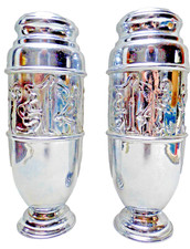 ART DECO period chrome vases