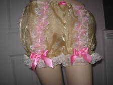 Sheer  Nylon` Frilly Knickers  lacy Sissy  bloomer  Pants feminine Lingerie Nude