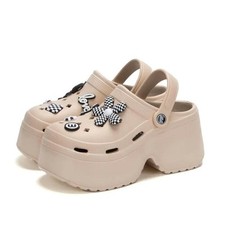 Women'S Khaki Platform Clogs Summer Comfortable Slip on Wedge Sandals Uk 5.5-6.5