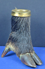 Weird and Unusual Antique 19th Century Boars Foot Inkwell / Pen Holder,c1850