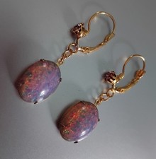 Vintage Jewellery  Czech Pink Opal Glass Earrings - New Wires