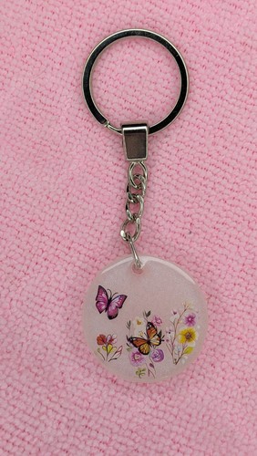 Floral and butterfly keyring - and,