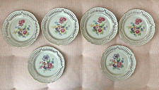 Set Of Six Schumann  Bavaria Germany Reticulated Porcelain Floral Side Plates