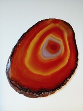 Agate Geode Orange Banded Polished Slice 12.5 x 8 cms