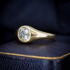 0.80ct Old Cut Diamond 18ct Yellow Gold Gypsy Band Ring