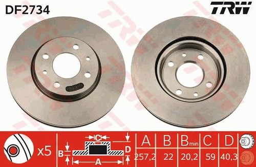 Brake disc trw df2734 for - disc,