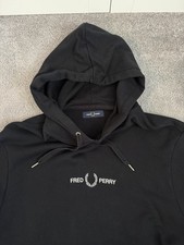 Superb Genuine Fred Perry Hoodie Black Large